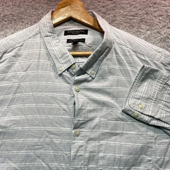 Banana Republic Camden Fit Oxford Shirt Mens XL Blue White Button Up