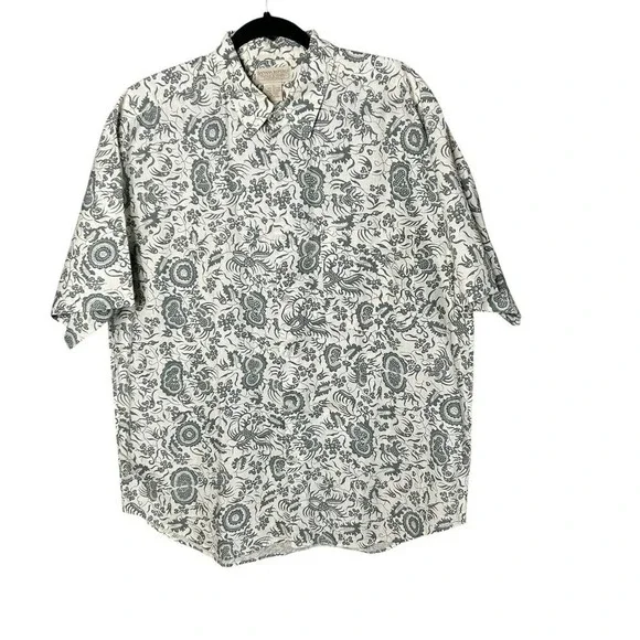 Banana Republic Safari and Travel Sage Green Geometric SS Shirt  Size Large