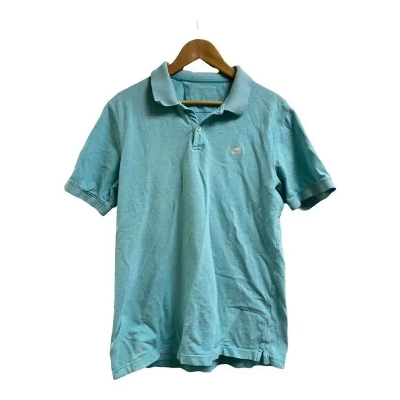 Banana Republic Men's Short Sleeve Polo Light Blue‎ Logo Cotton Size Large