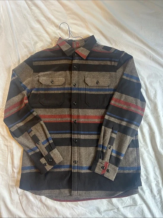 Banana Republic Plaid Wool Blend Jacket in Brown, Red, Blue