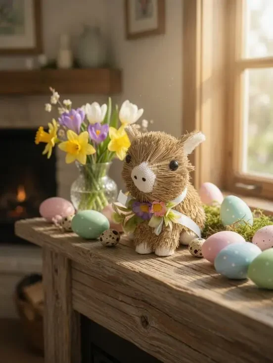 Straw Sisal Easter Bunny Figurine