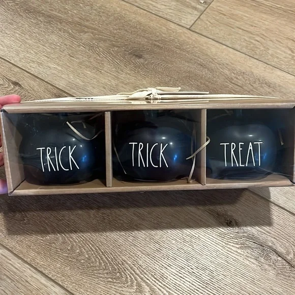 Rae Dunn Trick Trick Treat Black Pumpkin Set | Halloween Decor | NIB