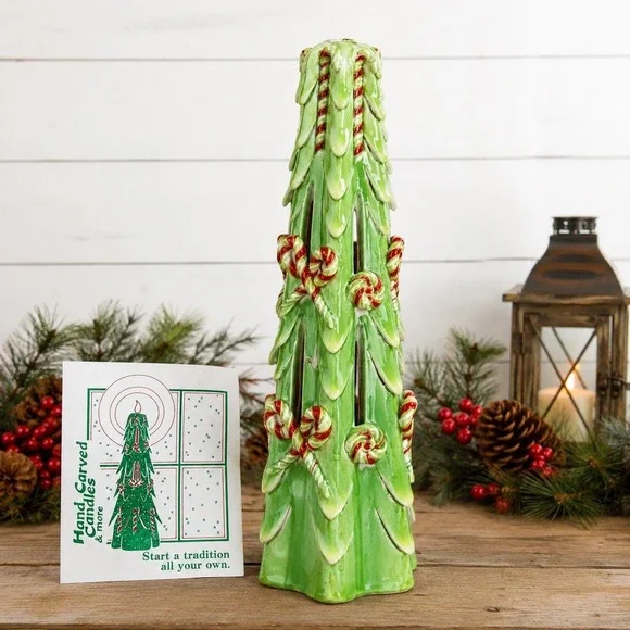 VTG Hand Carved Wax Christmas Tree Candle 15