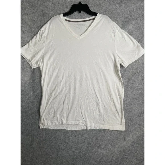 Banana Republic Pima Performance Tee Mens Large White V-Neck Short Sleeve Shirt