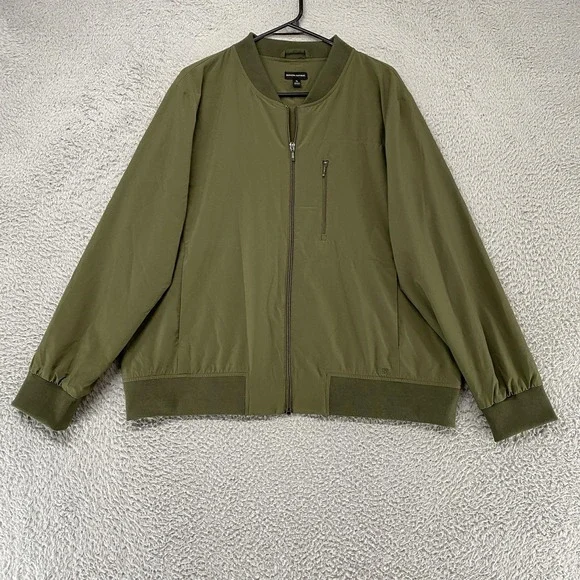Banana Republic Bomber Jacket Mens XL Olive Army Green Full Zip Up Lightweight