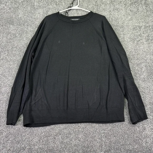 Banana Republic Sweater Mens XL Black Merino Wool Crew Neck Lightweight Pullover