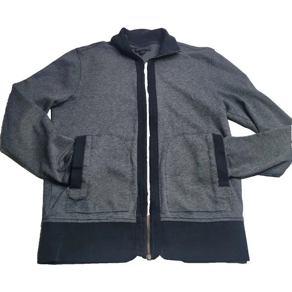 Banana Republic Full Zip Men's Sweater‎ Small 100% Cotton Black/Gray