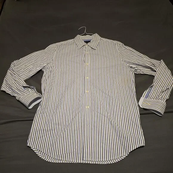 Banana Republic Shirt Mens MEDIUM Striped Long Sleeve Button Up Size 15-15.5