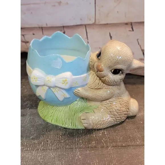 Baby bunny Easter egg ceramic home‎ decor spring figure
