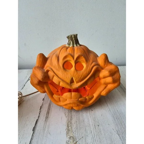 Gemmy light‎ up pumpkin jack-o'-lantern Halloween fall decor