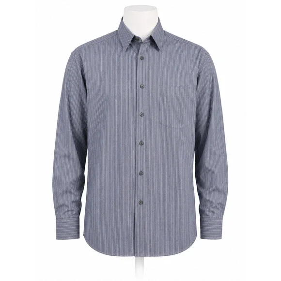 Blue White Stripe Dress Shirt Mens Fitted Woven Business Italy Banana Republic M