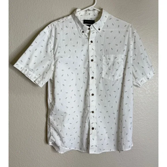 Banana Republic L Shirt‎ White Short Sleeve Slim Fit Organic Cotton Footprint