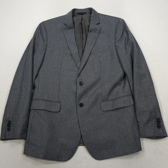 Banana Republic Blazer Mens 42R Gray Pinstripe Slim Fit Marzotto Wool Jacket