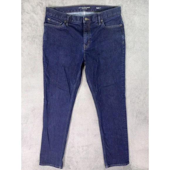 Banana Republic Jeans Mens 35x32 Blue Straight Slim Dark Wash Denim Traveler