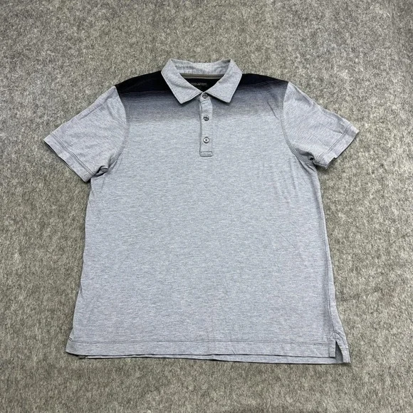 Banana Republic Polo Shirt Mens Large Gray Fitted Pima Ombre Short Sleeve Cotton