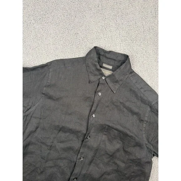Banana Republic Shirt Mens S Black Irish Linen Short Sleeve Button Up Vacation