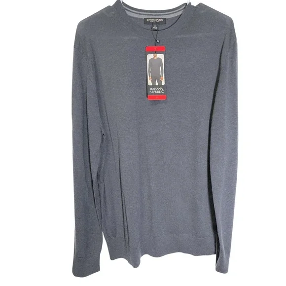 Banana Republic M Charcoal Grey Merino Wool Crewneck Sweater Minimalist‎ Preppy