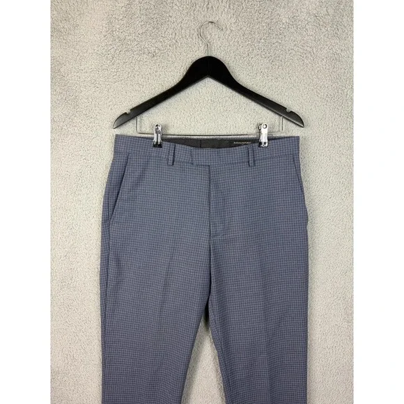 Banana Republic Dress Pants Mens 32x30 Blue Check Slim Stretch Office Casual Men