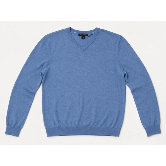 Banana Republic Mens Blue Silk Cotton Cashmere V-Neck Sweater Size L -04