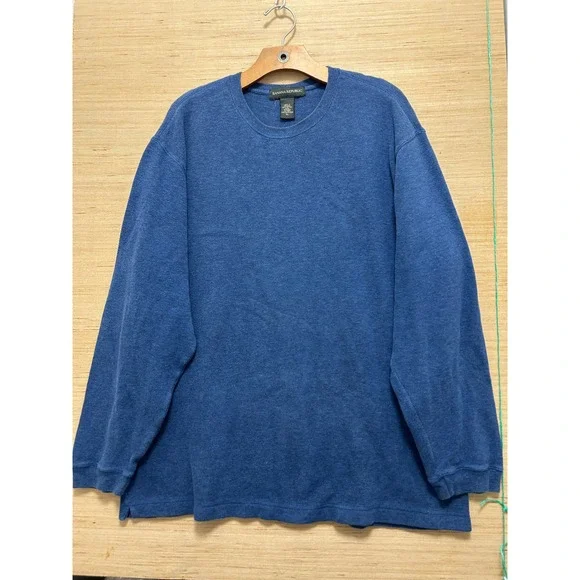 Banana Republic Mens Blue 100% Cotton‎ Long Sleeve Crew Neck Sweater XL