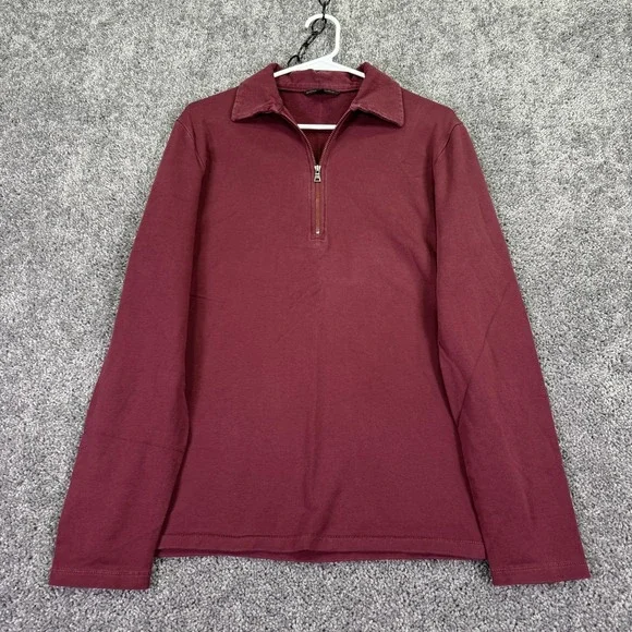 Banana Republic Shirt Mens Medium Red 1/4 Zip Collared Stretch Polo Casual