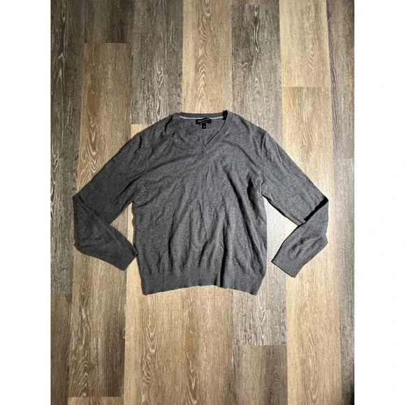 Banana‎ Republic V-Neck Sweater Mens S Grey Excellent Premium Luxe Yarn Pullover