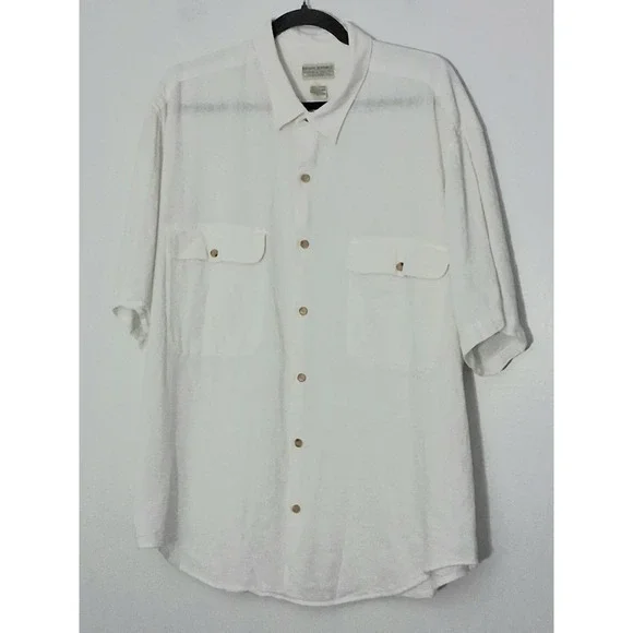 Banana Republic Safari & Travel Shirt Men's XL White Cotton Short Sleeve Button