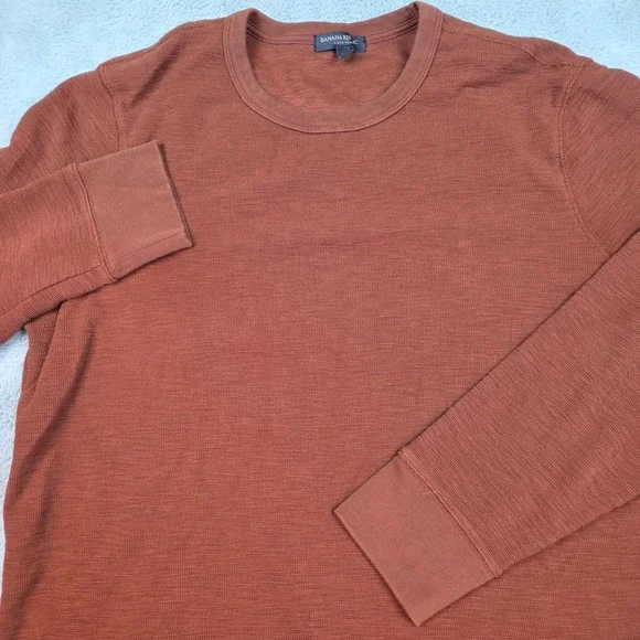 Banana Republic Core Temp T-Shirt Mens XL Long Sleeve Slub Crew Neck Rust Brown