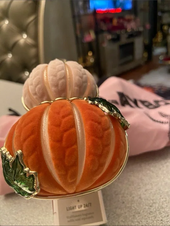 Velvet Pumpkin Accent Decor - Orange & Pink -light up wallflower
