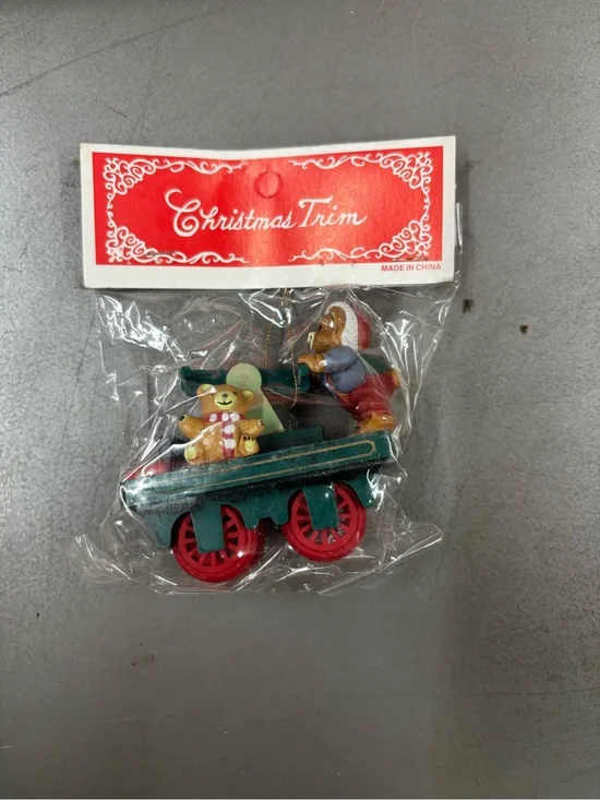 Christmas Trim Kids Toy Train Car - Red & Green