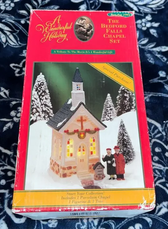 Vintage It’s A Wonderful Life Holiday Bedford Falls Chapel 1994 Christmas