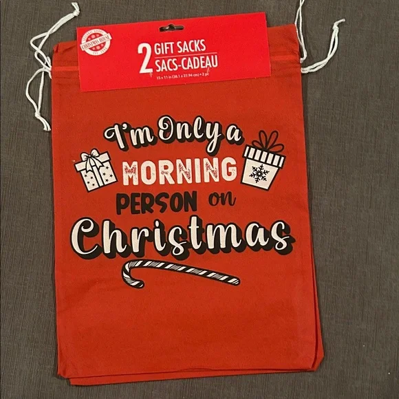 Christmas Gift Sacks 2 pack 15“x11“ NWT