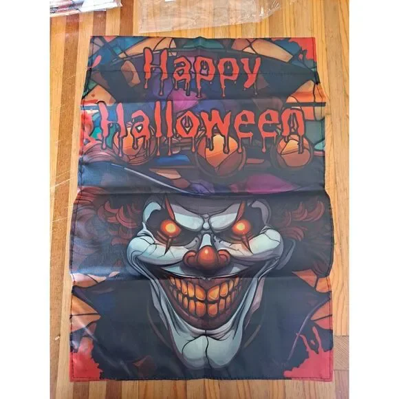NEW Home & Garden 1pc Double Sided Happy Halloween Scary Garden‎ Flag 12x18