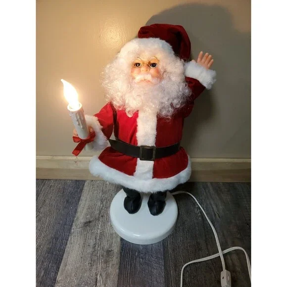 VTG Animated Santa Claus Motion Holding Candle 19