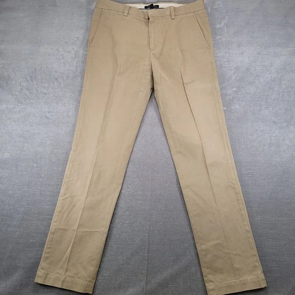 Banana Republic Aiden Chino Pants Mens Actual Sz 32x32 Khaki Tan Slim Fit Cotton