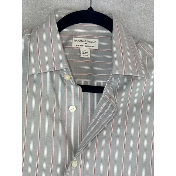 Banana Republic Non Iron French Cuff Mens Striped Dress Shirt‎ Size S 14 14.5