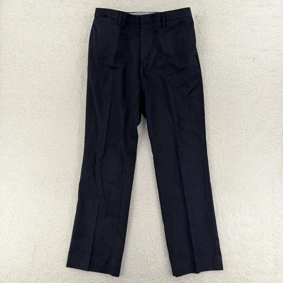 Banana Republic‎ Dress Pants Mens 32x32 Blue Wool Check Classic Fit Altered Hem