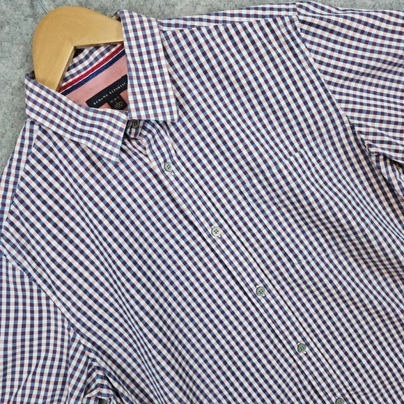 Banana Republic Men's Button Up Shirt Pink Blue White‎ Gingham Checks Size L