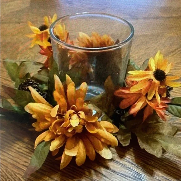Fall floral candle holder decor