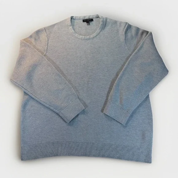 Banana Republic Men's XXL 100% Cotton Sweater Heather Grey Honeycomb Crew Preppy