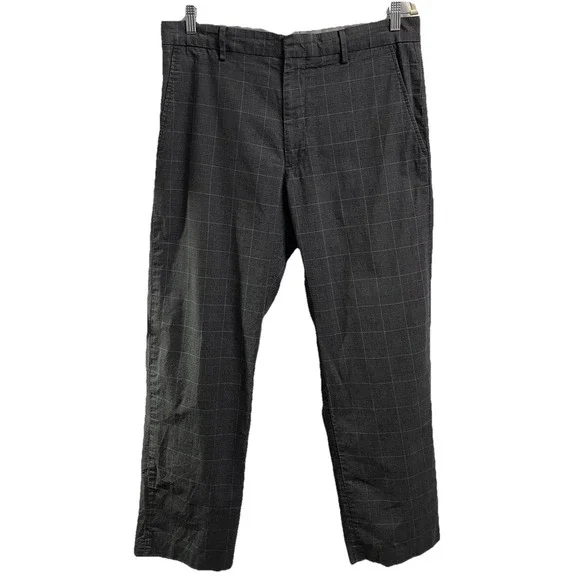 Banana Republic Men's Dress Work‎ Pants Gray Plaid Size 34x32 Cotton EUC
