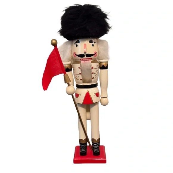 Vintage Nutcracker Soldier with Red Flag