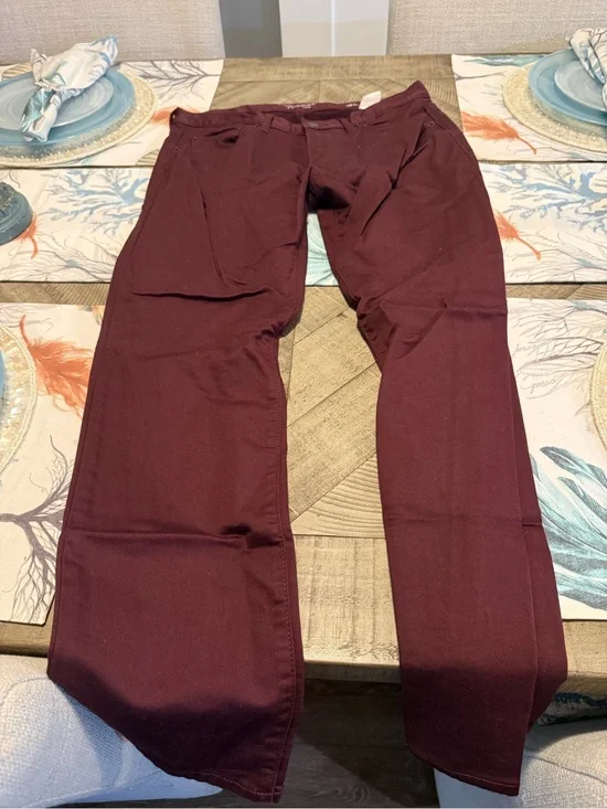 Banana Republic Traveler Maroon Straight-Leg Pants
