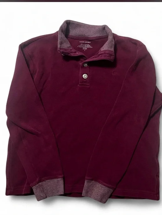Banana Republic Men's Burgundy Quarter-Button Pullover #granolagirl