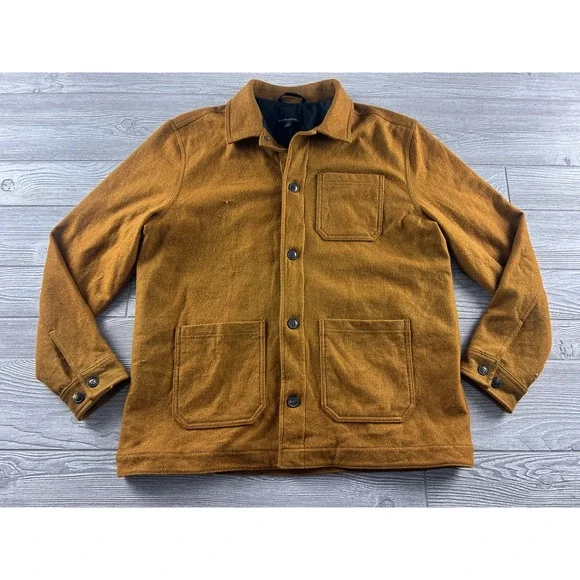 Banana Republic Mens XL Wool Blend Chore Coat Jacket Mustard Yellow Ochre 870