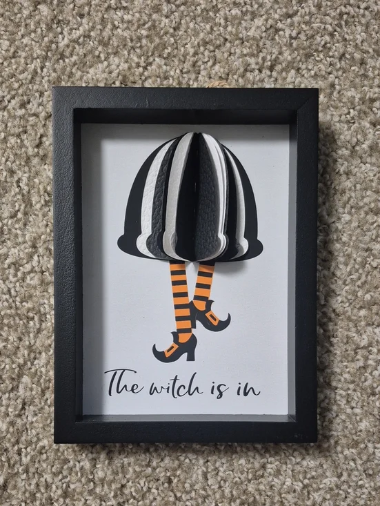3D Halloween Witch Legs Wall Art - Black, White & Orange