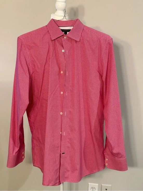 Banana Republic Red Micro-Check Dress Shirt