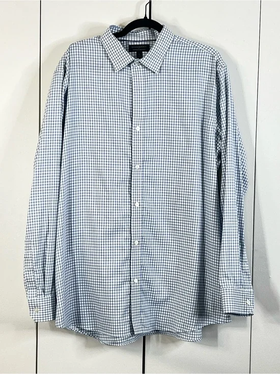 BANANA REPUBLIC Non-Iron Standard Fit Men’s XL Blue Check Button Up