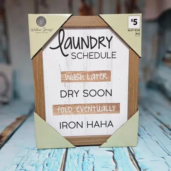 Willow Spring Laundry Schedule Framed Sign 8x10 Funny Laundry Room Wall Decor Ne