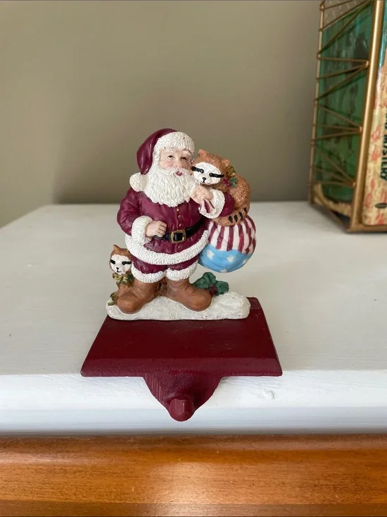 Deep red  Santa Stocking Holder Holiday Figurine